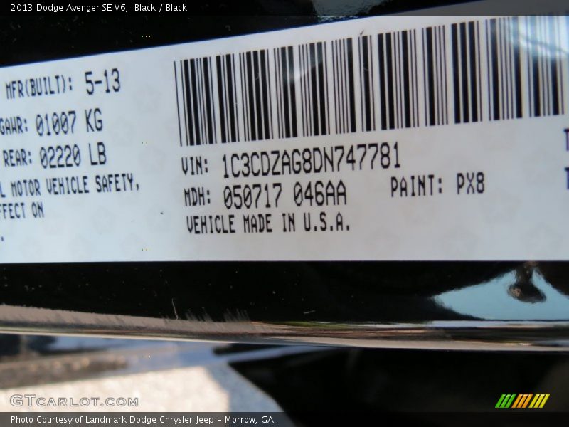 Black / Black 2013 Dodge Avenger SE V6