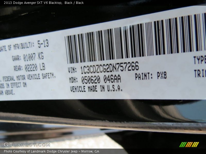 Black / Black 2013 Dodge Avenger SXT V6 Blacktop