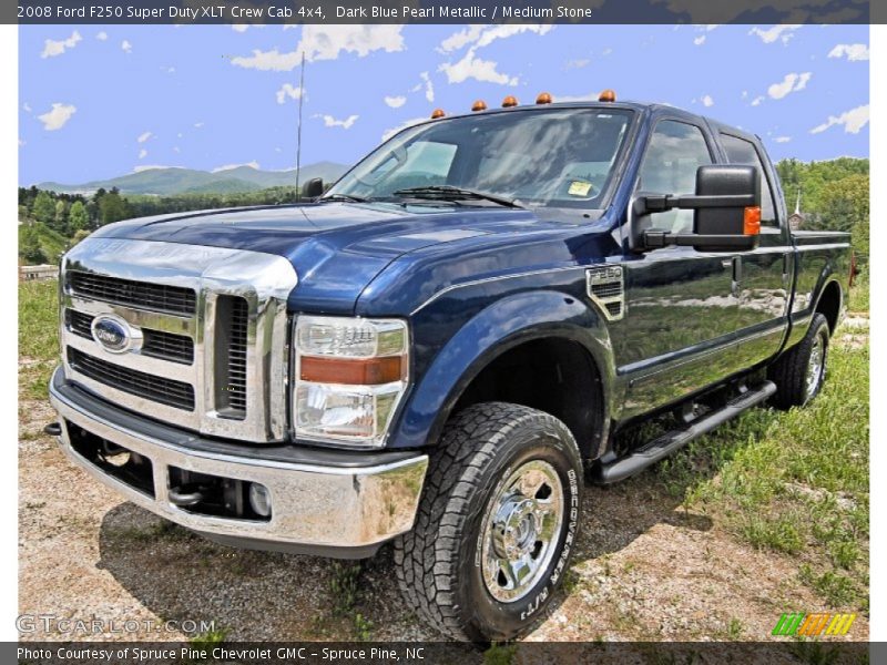 Dark Blue Pearl Metallic / Medium Stone 2008 Ford F250 Super Duty XLT Crew Cab 4x4