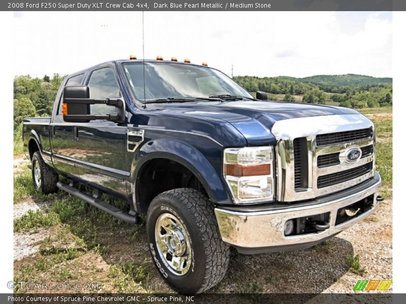 Dark Blue Pearl Metallic / Medium Stone 2008 Ford F250 Super Duty XLT Crew Cab 4x4