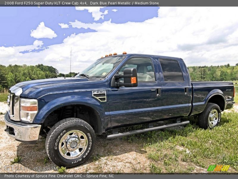 Dark Blue Pearl Metallic / Medium Stone 2008 Ford F250 Super Duty XLT Crew Cab 4x4