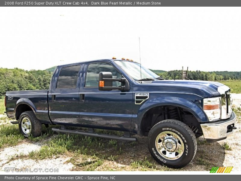 Dark Blue Pearl Metallic / Medium Stone 2008 Ford F250 Super Duty XLT Crew Cab 4x4