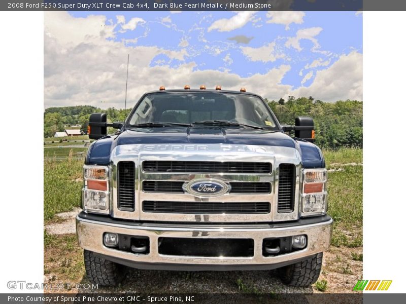 Dark Blue Pearl Metallic / Medium Stone 2008 Ford F250 Super Duty XLT Crew Cab 4x4