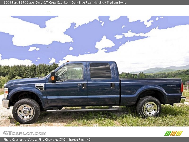 Dark Blue Pearl Metallic / Medium Stone 2008 Ford F250 Super Duty XLT Crew Cab 4x4