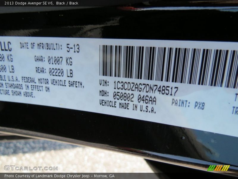 Black / Black 2013 Dodge Avenger SE V6