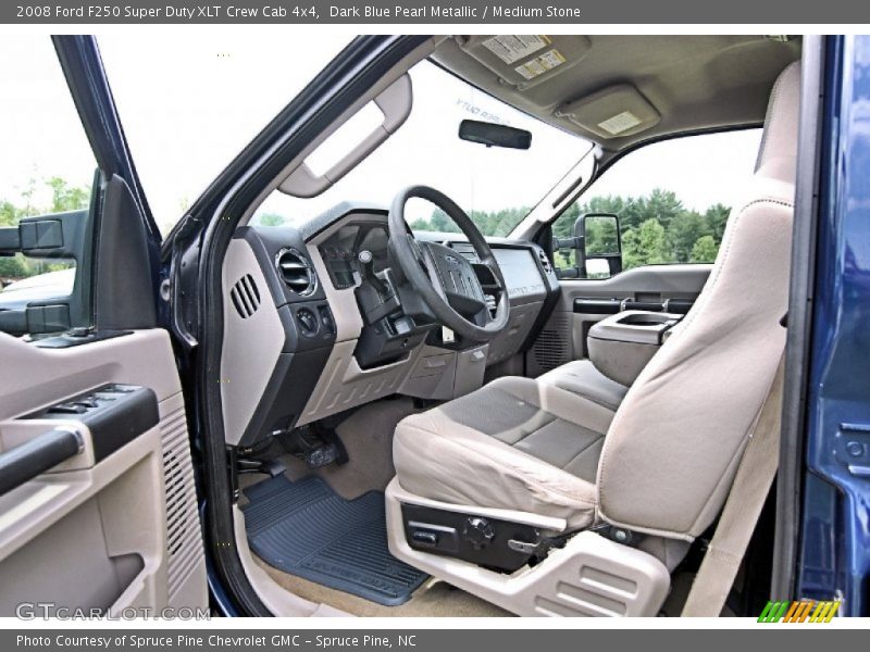 Dark Blue Pearl Metallic / Medium Stone 2008 Ford F250 Super Duty XLT Crew Cab 4x4