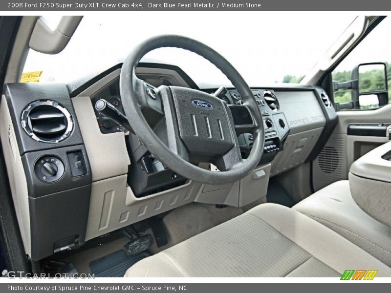 Dark Blue Pearl Metallic / Medium Stone 2008 Ford F250 Super Duty XLT Crew Cab 4x4