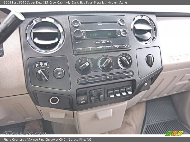 Dark Blue Pearl Metallic / Medium Stone 2008 Ford F250 Super Duty XLT Crew Cab 4x4