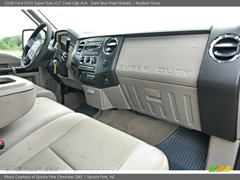 Dark Blue Pearl Metallic / Medium Stone 2008 Ford F250 Super Duty XLT Crew Cab 4x4