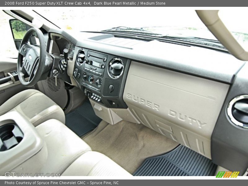 Dark Blue Pearl Metallic / Medium Stone 2008 Ford F250 Super Duty XLT Crew Cab 4x4