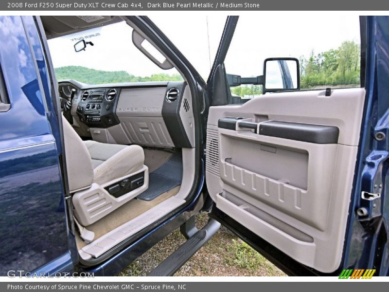 Dark Blue Pearl Metallic / Medium Stone 2008 Ford F250 Super Duty XLT Crew Cab 4x4