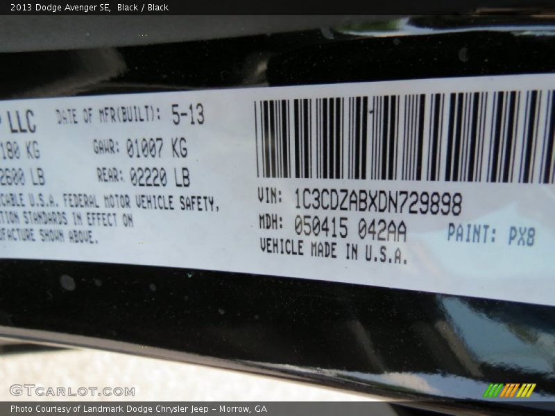 Black / Black 2013 Dodge Avenger SE