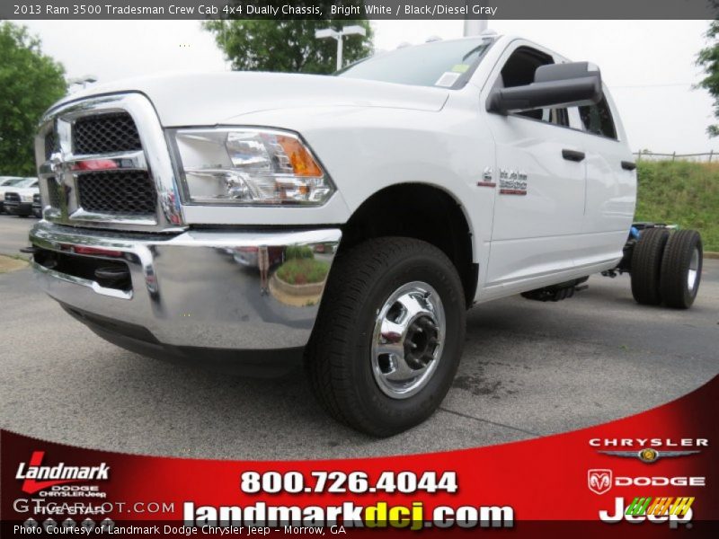 Bright White / Black/Diesel Gray 2013 Ram 3500 Tradesman Crew Cab 4x4 Dually Chassis