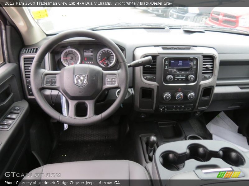 Bright White / Black/Diesel Gray 2013 Ram 3500 Tradesman Crew Cab 4x4 Dually Chassis