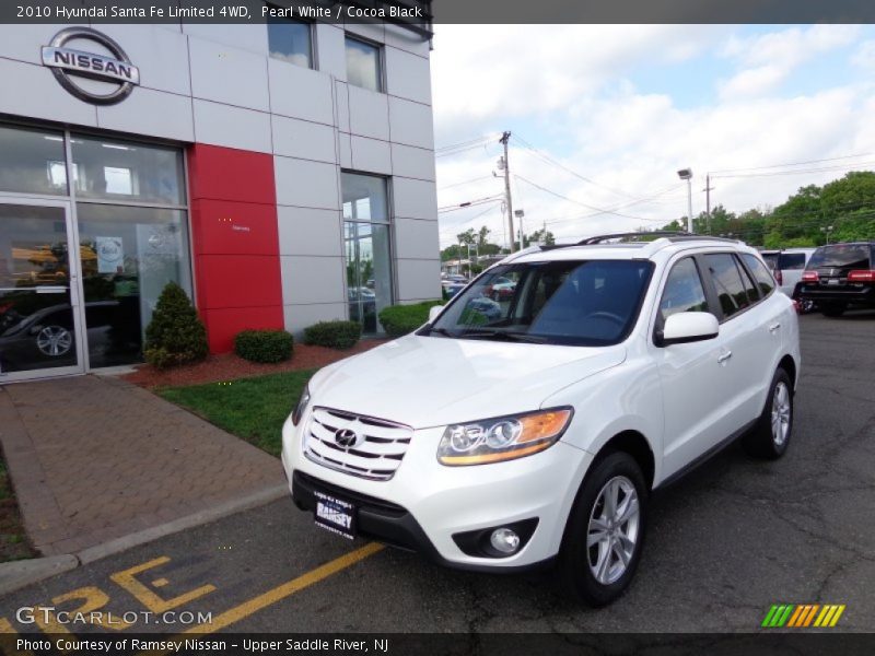Pearl White / Cocoa Black 2010 Hyundai Santa Fe Limited 4WD