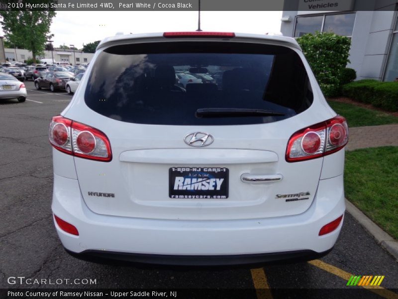 Pearl White / Cocoa Black 2010 Hyundai Santa Fe Limited 4WD