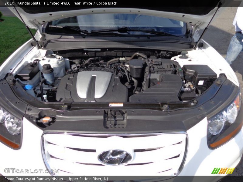 Pearl White / Cocoa Black 2010 Hyundai Santa Fe Limited 4WD