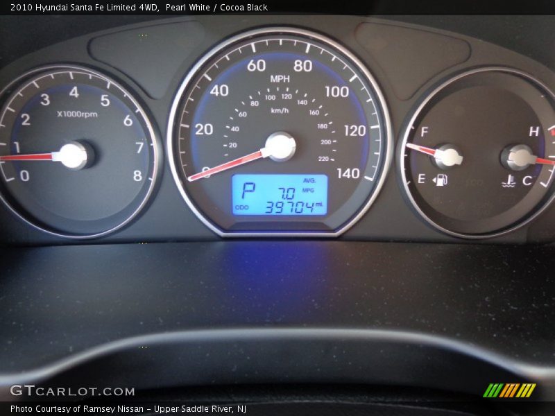 Pearl White / Cocoa Black 2010 Hyundai Santa Fe Limited 4WD