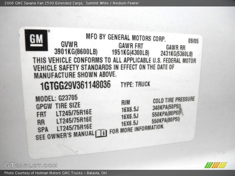 Summit White / Medium Pewter 2006 GMC Savana Van 2500 Extended Cargo