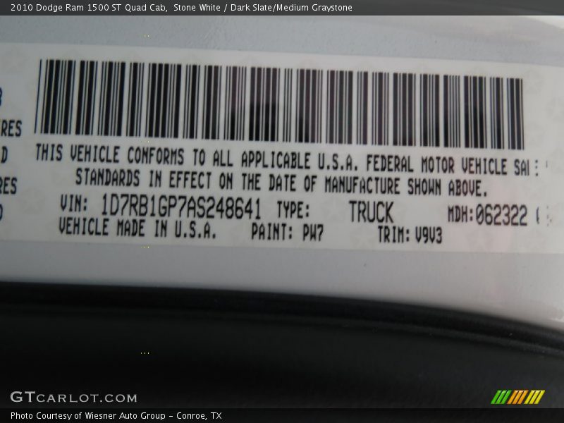 Stone White / Dark Slate/Medium Graystone 2010 Dodge Ram 1500 ST Quad Cab