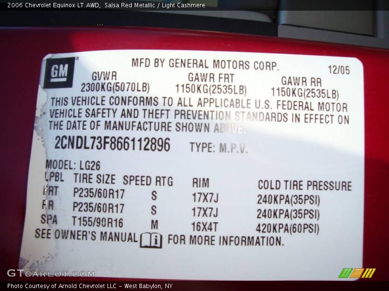 Salsa Red Metallic / Light Cashmere 2006 Chevrolet Equinox LT AWD