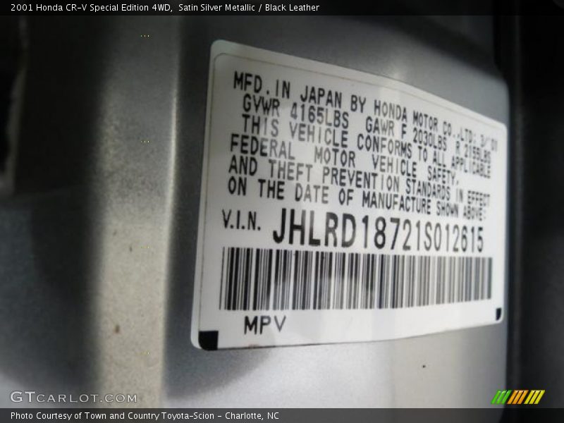 Satin Silver Metallic / Black Leather 2001 Honda CR-V Special Edition 4WD