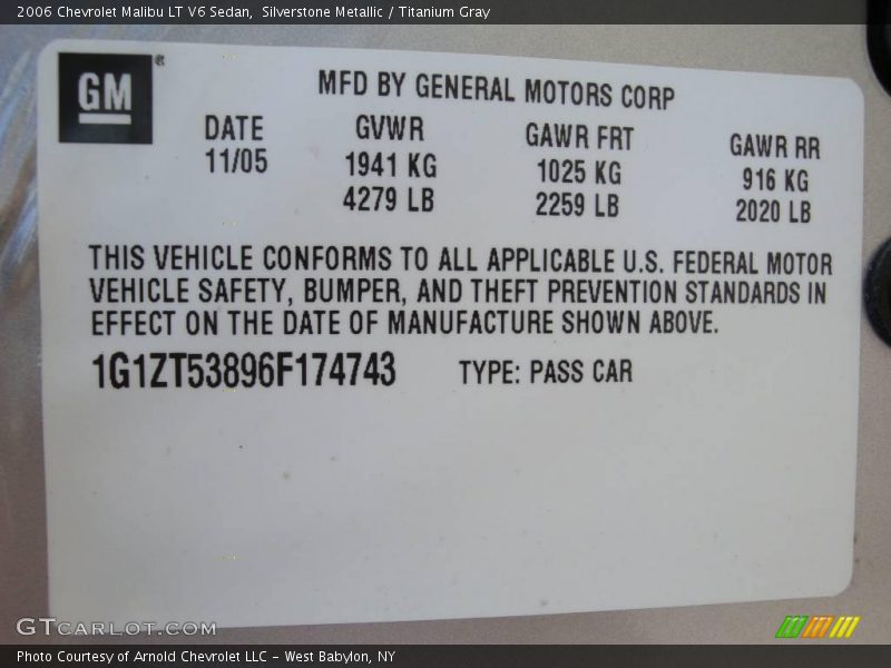 Silverstone Metallic / Titanium Gray 2006 Chevrolet Malibu LT V6 Sedan