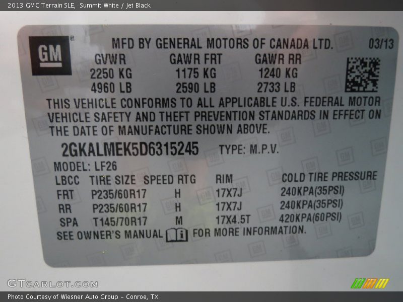 Summit White / Jet Black 2013 GMC Terrain SLE