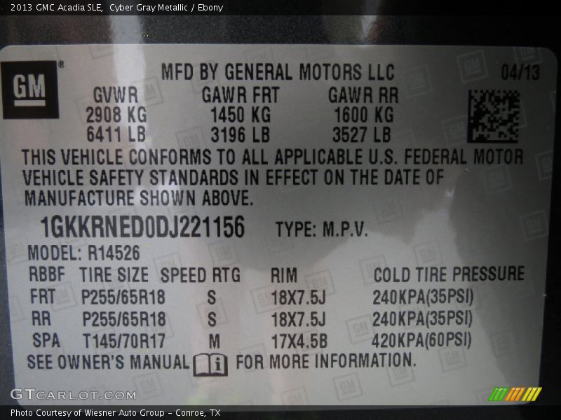 Cyber Gray Metallic / Ebony 2013 GMC Acadia SLE