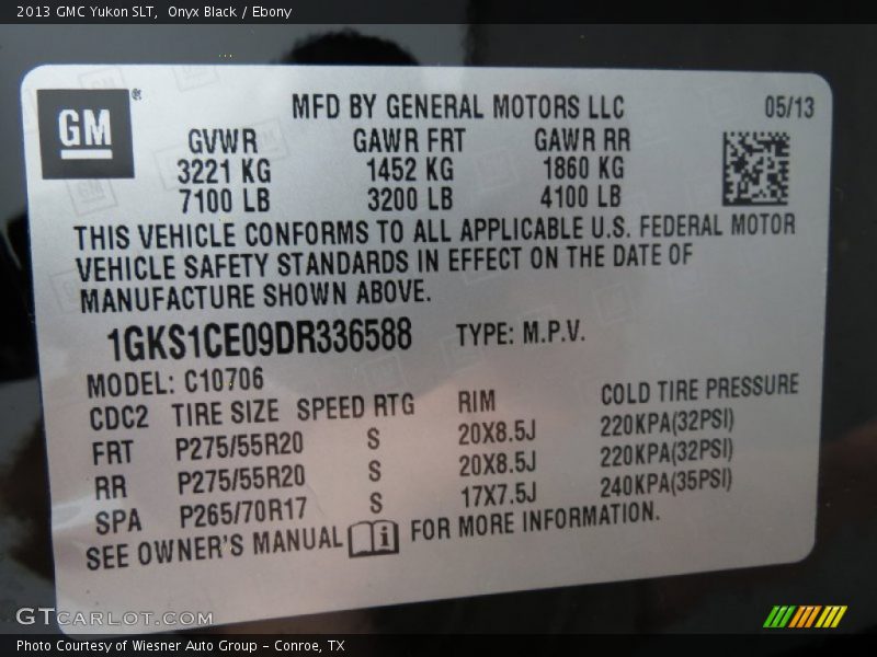 Onyx Black / Ebony 2013 GMC Yukon SLT