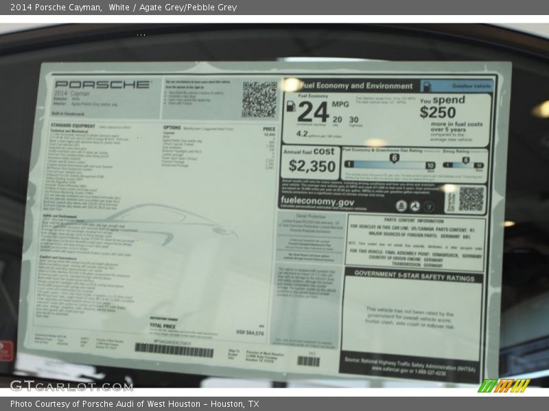  2014 Cayman  Window Sticker