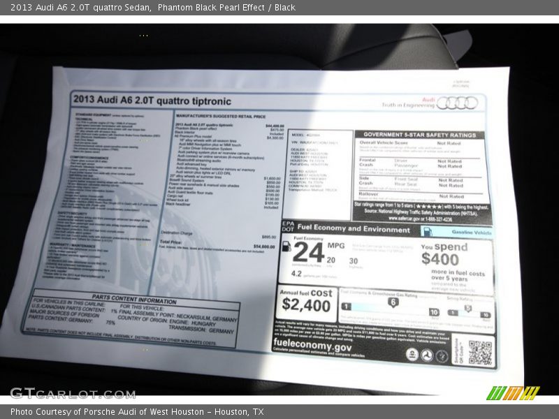 Phantom Black Pearl Effect / Black 2013 Audi A6 2.0T quattro Sedan