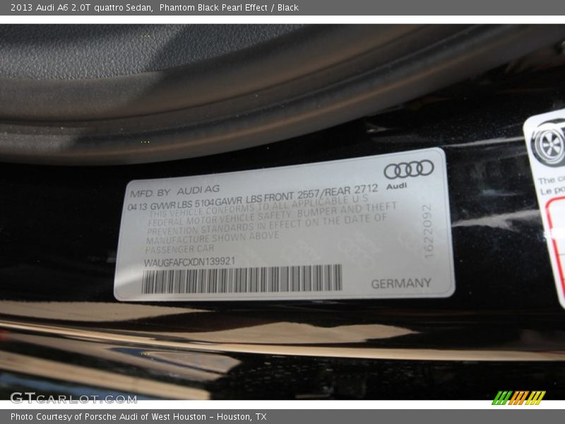 Phantom Black Pearl Effect / Black 2013 Audi A6 2.0T quattro Sedan