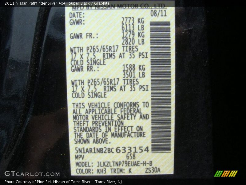 Super Black / Graphite 2011 Nissan Pathfinder Silver 4x4