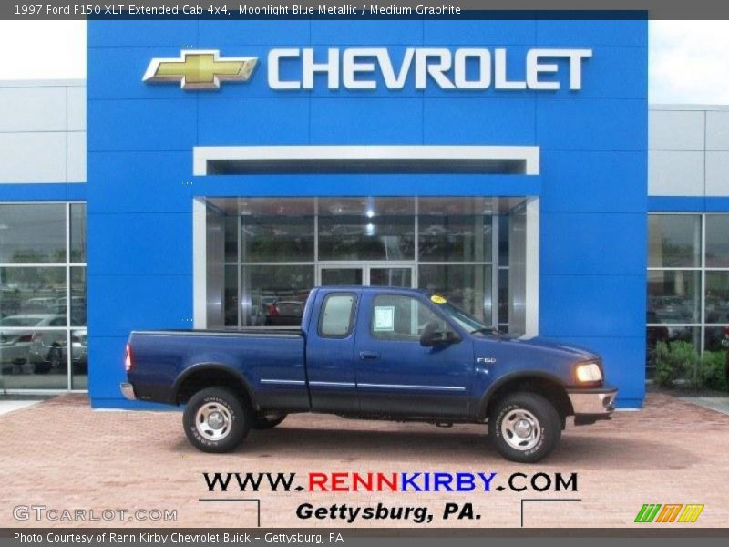 Moonlight Blue Metallic / Medium Graphite 1997 Ford F150 XLT Extended Cab 4x4