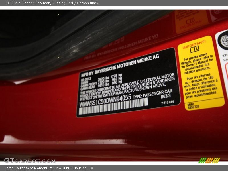 B63 - 2013 Mini Cooper Paceman