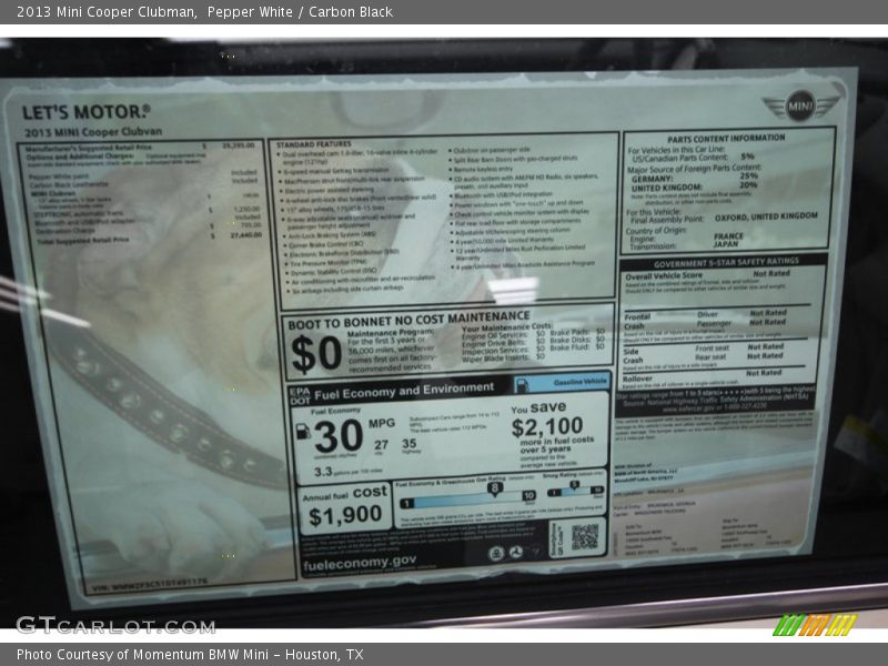 Pepper White / Carbon Black 2013 Mini Cooper Clubman