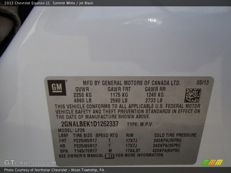 Summit White / Jet Black 2013 Chevrolet Equinox LS