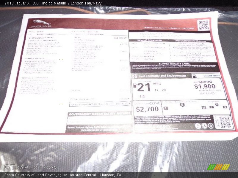  2013 XF 3.0 Window Sticker