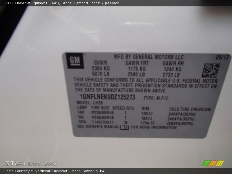 White Diamond Tricoat / Jet Black 2013 Chevrolet Equinox LT AWD