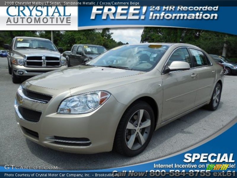 Sandstone Metallic / Cocoa/Cashmere Beige 2008 Chevrolet Malibu LT Sedan
