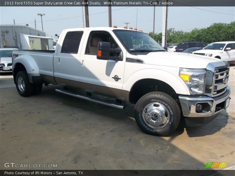 White Platinum Metallic Tri-Coat / Adobe 2013 Ford F350 Super Duty Lariat Crew Cab 4x4 Dually