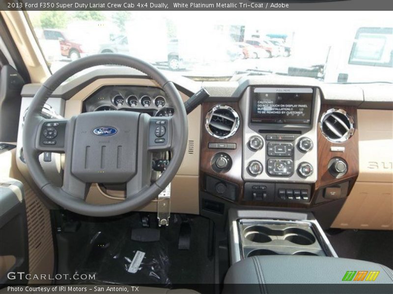 White Platinum Metallic Tri-Coat / Adobe 2013 Ford F350 Super Duty Lariat Crew Cab 4x4 Dually