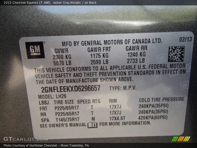 Ashen Gray Metallic / Jet Black 2013 Chevrolet Equinox LT AWD