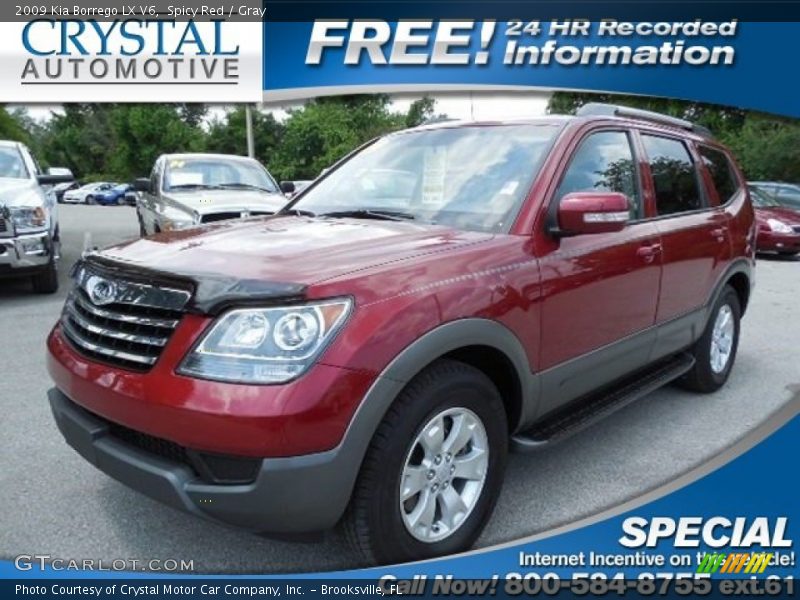 Spicy Red / Gray 2009 Kia Borrego LX V6