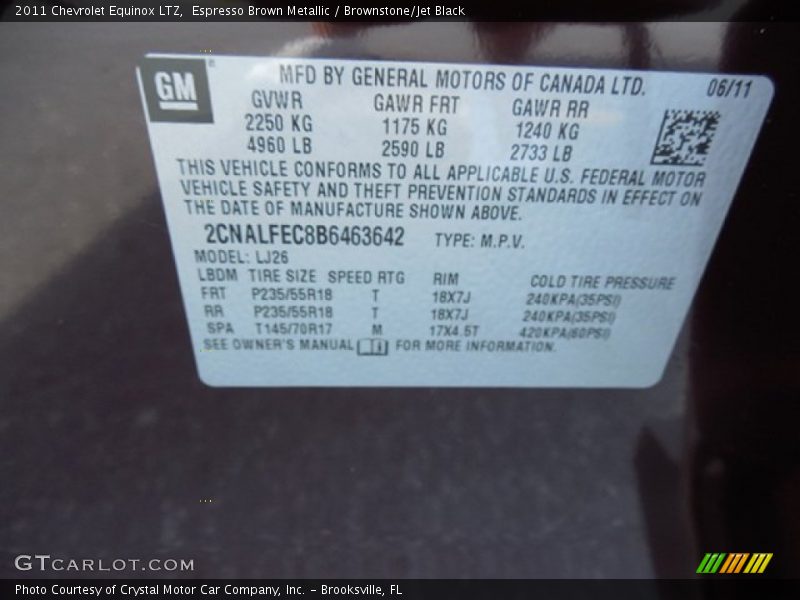 Espresso Brown Metallic / Brownstone/Jet Black 2011 Chevrolet Equinox LTZ