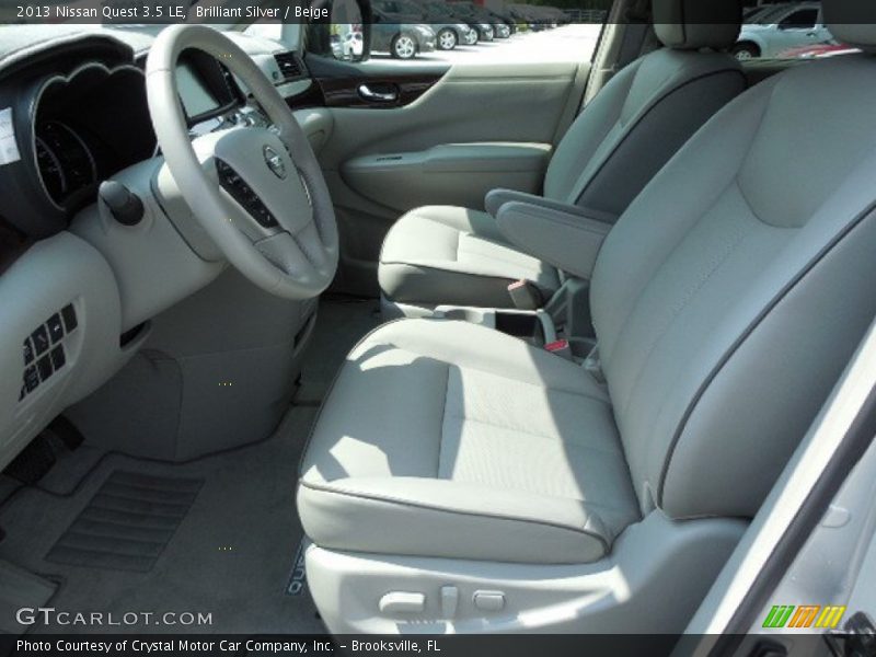 Front Seat of 2013 Quest 3.5 LE