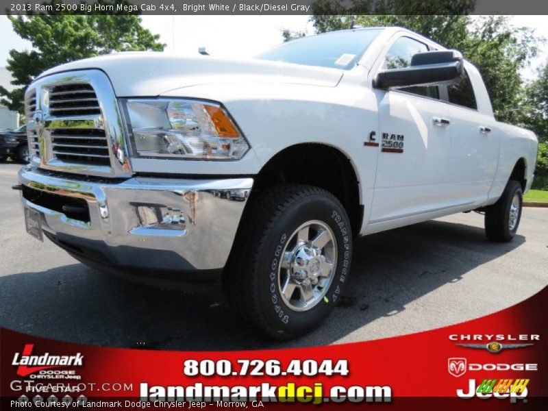 Bright White / Black/Diesel Gray 2013 Ram 2500 Big Horn Mega Cab 4x4