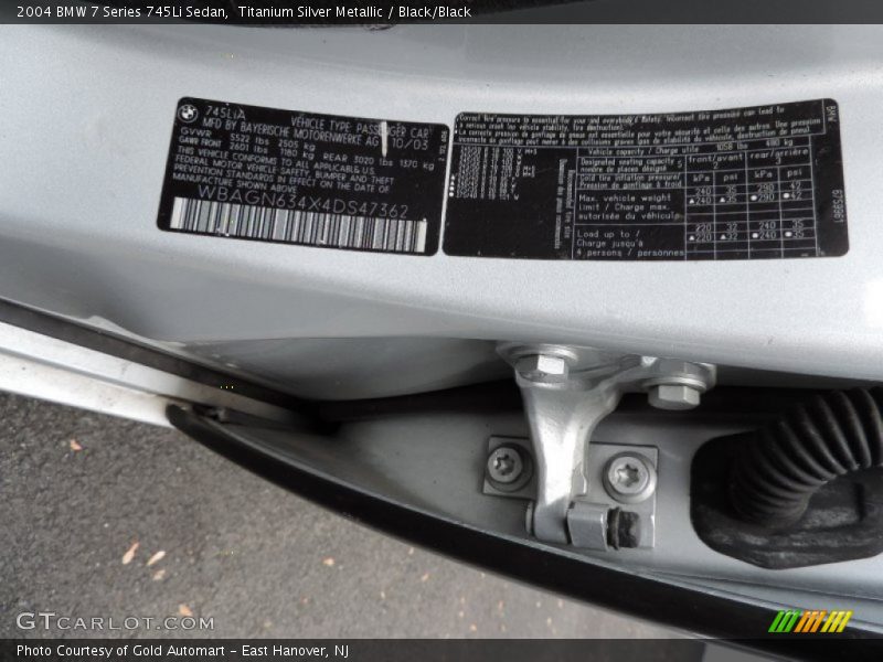 Titanium Silver Metallic / Black/Black 2004 BMW 7 Series 745Li Sedan