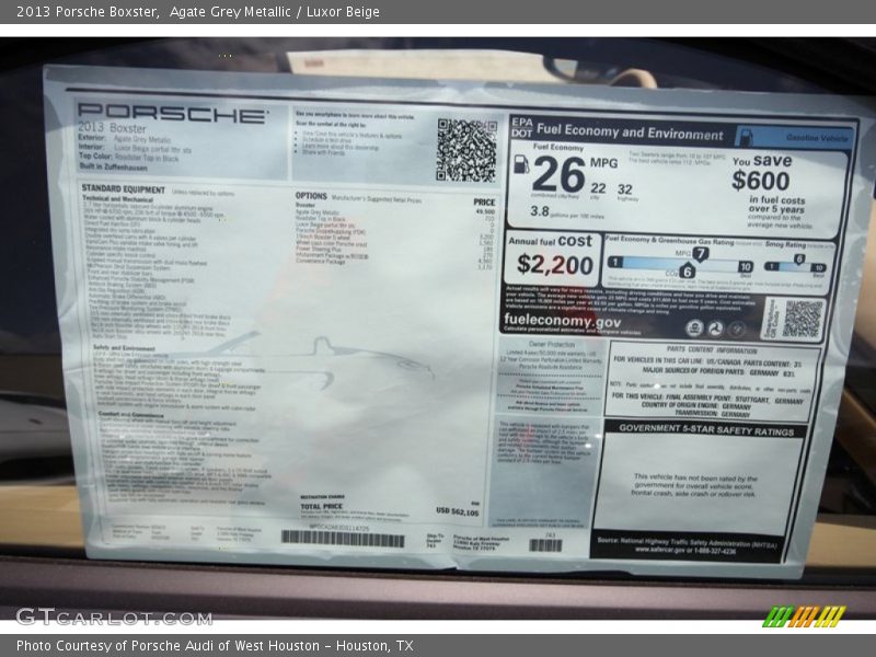 Agate Grey Metallic / Luxor Beige 2013 Porsche Boxster